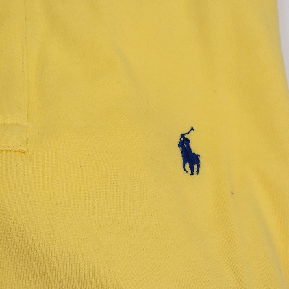 Ralph Lauren Men's Polo Shirt Bright Yellow Blue Pony Large Smooth Cotton Jersey - Picture 2 of 5